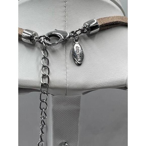 Chicos Silver Toned Blue Abalone Shell Green‎ Beads Tan Suede Necklace - Picture 8 of 13